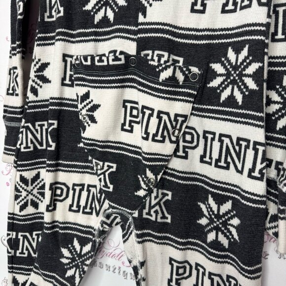 Victoria secret pink onesie long sleeve but flap waffle knit winter Pajamas - Picture 4 of 14